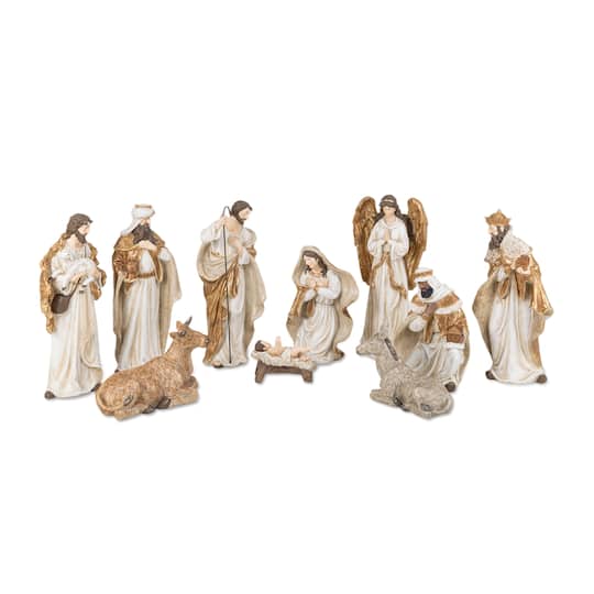 Glitzhome® 23.75" 10-Piece Oversized Multi-Colored Resin Christmas Nativity Figurine Set